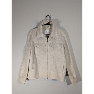 Ave Le Filles Women Beige Full Zip Aviator Jacket‎ Sz M Capsule Quiet Classic